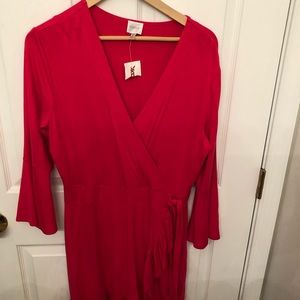 NWT pink wrap dress- size large